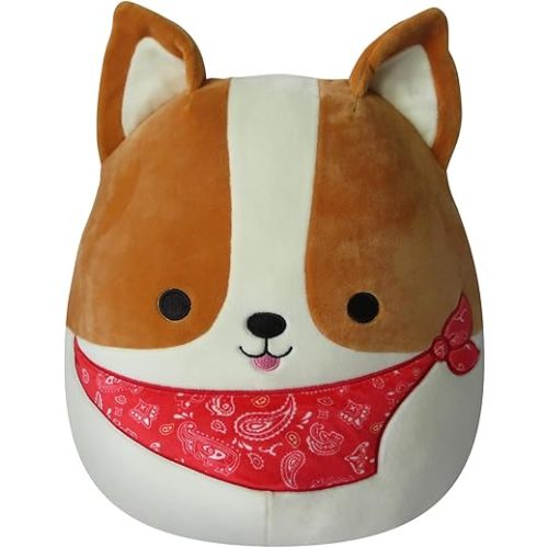 Squishmallows Original 12-Inch Reginald Corgi with Red Bandana - Medium-Sized Ultrasoft Official Jazwares Plush