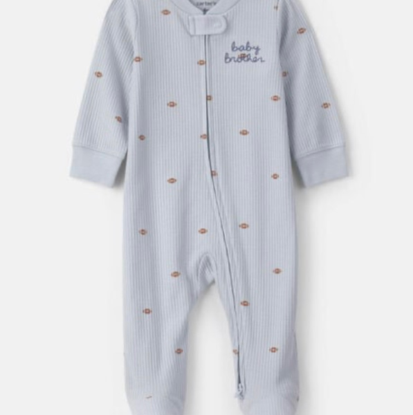 Baby Boy Baby Brother' Cotton 2-Way Zip Sleep & Play Pajamas - Blue | Carter's