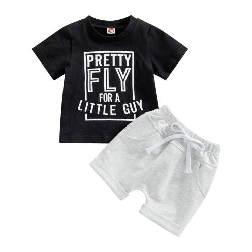 Gerichy Baby Boy Outfits Toddler Baby Boy Summer Clothes 0 6 12 18 24 Months 2T 3T Letter Print Shorts Set Outfits Baby Boys Short Sleeve Crewneck Print Boys Top Shorts 2 Piece Clothes Set