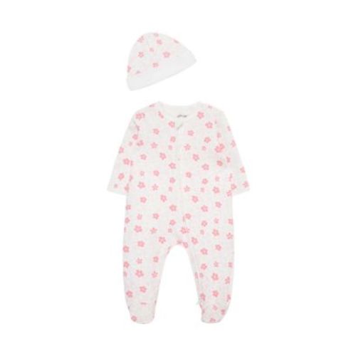 Baby Girls Petals Quilted Footie Pajamas with Hat