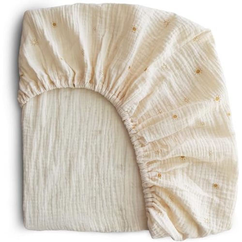mushie MINIExtra Soft Muslin Fitted Crib Sheet | 24"x 38" (Sun)