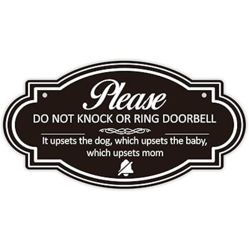 Do Not Knock Sign for Front Door, Self-Adhesive Waterproof and Fade Resistant Please Do Not Ring Doorbell Baby Sleeping Sign Stikcer for Home, House, Bedroom, Baby Room, Nursery (10.4''x 5.6'')