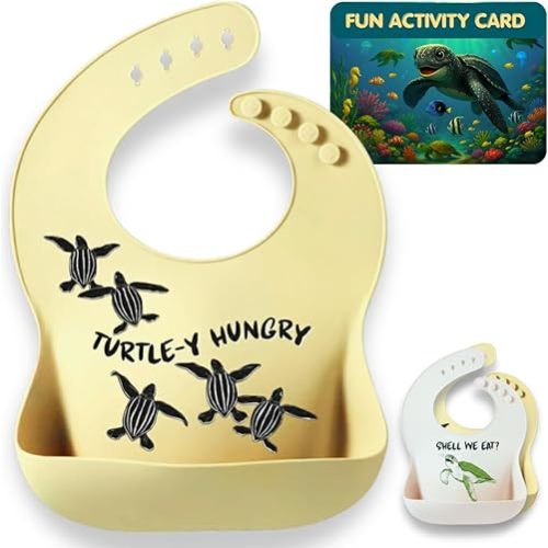 Animal Silicone Bibs for Babies - 2 Pack Sea Life Bibs for Boys and Girls - Easy to Clean Adjustable