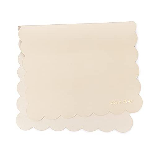 Ava + Oliver Vegan Leather Baby Changing Mat (16 X 30 in) - Multipurpose Wipeable and Portable Diaper Changing Mat - Foldable Travel Changing Mat (Cream Scallop)