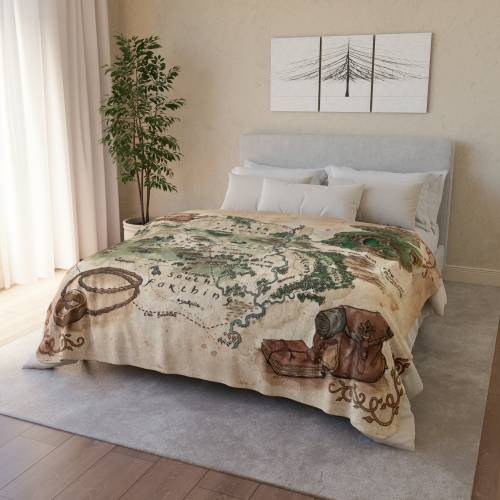 Lord of the Rings Sherpa Blanket: The Shire Map Fleece Throw 50X60