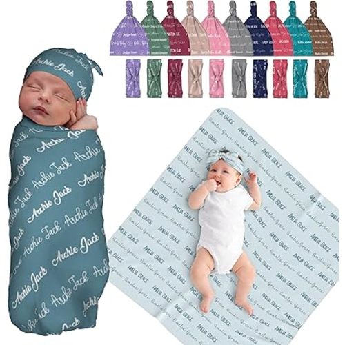 Personalized Baby Swaddle Blanket for Boys Girls Personalized Baby Blanket with Name Personalized Baby Girl Swaddle Custom Blanket Name Blanket Baby Swaddle Blanket for Newborn (Names)