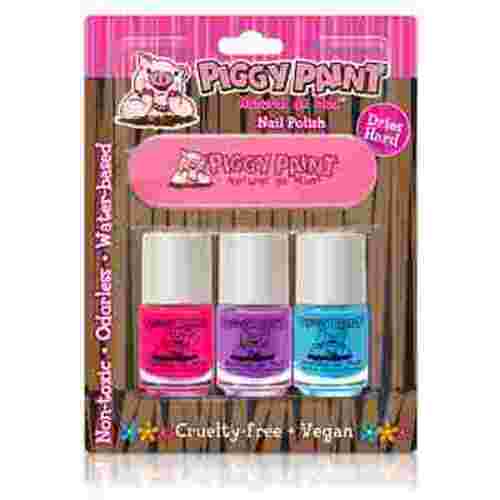 Piggy Paint Set of 3 Non-toxic Nail Polish Kit for Kids, Cruelty-free & Vegan, Kid-Safe