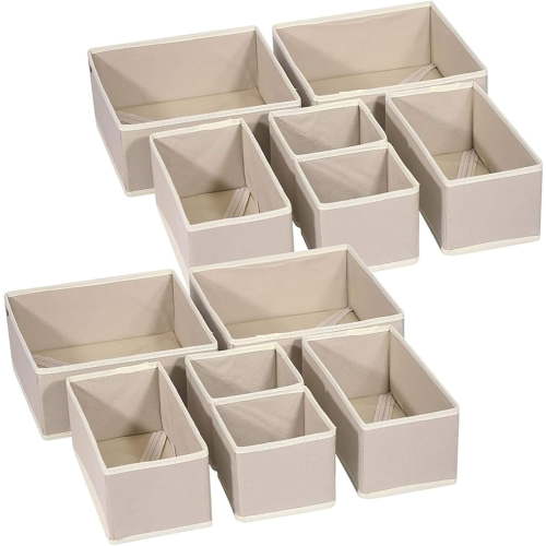 wintfarm Clothes Drawer Organizers,12 Pack Clothes Storage Organizer,Folding Draw Organizers,Drawer Dividers,for Bedroom Fabric Underwear Organizer,Shirt,Underwear,Clothes Organizer(Khaki)