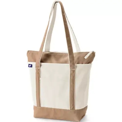 Medium 5 Pocket Zip Top Canvas Tote Bag | Lands' End