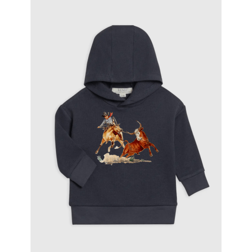 Steer Jerk Waffle Knit Pullover - Navy