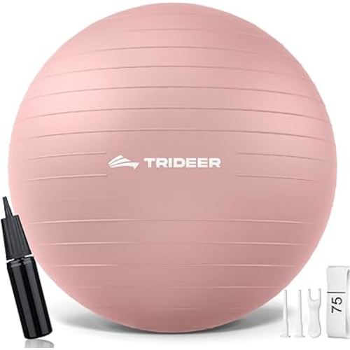 Trideer Yoga Ball - Exercise Ball for Workout pilates Stability - Anti-Burst and Slip Resistant for physical therapy, Birthing, Stretching & Core Workout, Office Ball Chair, Flexible Seating, Home Gym