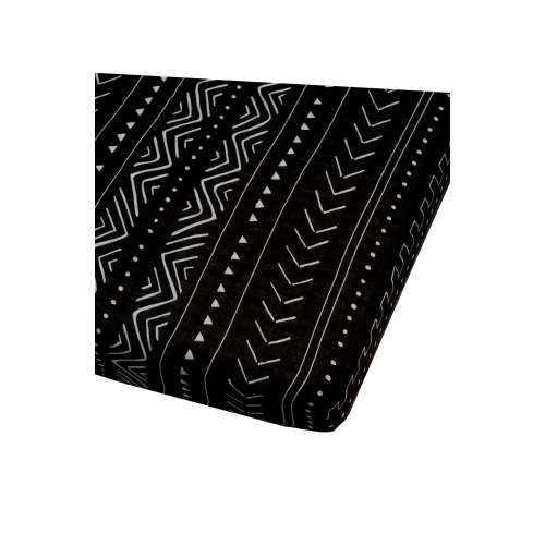 Muslin Fitted Crib Sheet - Black Mudcloth
