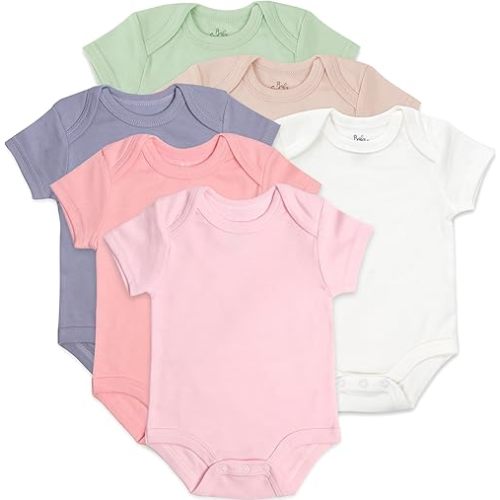 Baby Essentials Unisex Baby Boys and Girls Solid Color 6 Piece Bodysuit Set