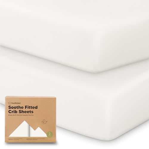 KeaBabies 2-Pack Organic Crib Sheets for Boys, Girls - Fitted Crib Mattress Sheet Neutral, Breathable Jersey Cotton Cover for Baby Bed, Toddler Mattress, Soft & Cute Prints (Soft White)
