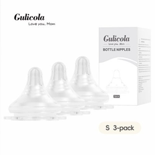 Natural Flow Baby Bottle Silicone Nipple Level 1, Slow Flow (S), 1+ Months, 3 Counts (Pack of 1)