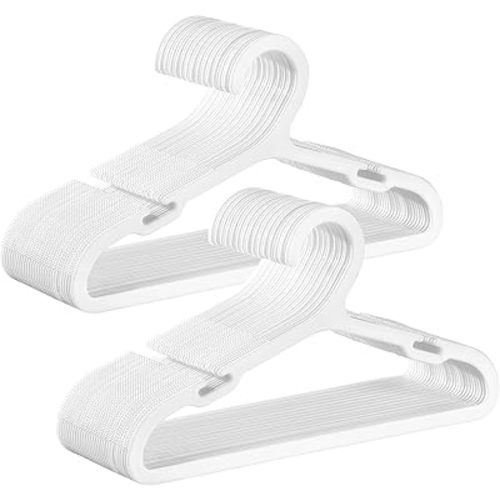 SONGMICS Baby Hangers 60 Pack, Plastic Kids Hangers for Closet, 11 x 6.1 Inches, for Children Aged 0-6 Years, Space-Saving, Non-Slip, Cloud White UCRP080W01