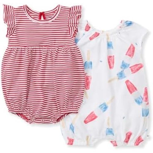 Burt's Bees Baby baby-girls Romper, 100% Organic Cotton One-piece Bubble Shortall and Layette Set Girl Outfit