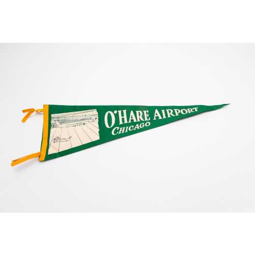 Vintage O'Hare Airport Chicago Illinois Souvenir Felt Pennant