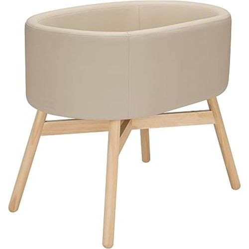 babyletto x GATHRE Capsule Bassinet in Vegan Millet Leather, Wipeable & Water Resistant