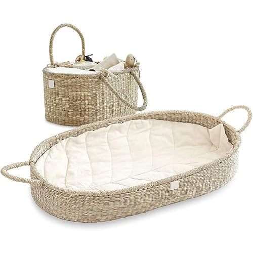 Premium Nursery Bundle - Matching Baby Changing Basket & Baby Diaper Caddy Organizer - Handmade & Organic