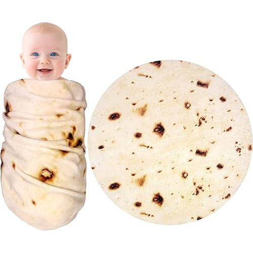 mermaker Burritos Tortilla Swaddle Blanket Baby for Toddler Newborn, 285 GSM Soft Flannel Taco Wrap Blanket Funny Gifts for Baby Shower Boys Girls, 36 inch