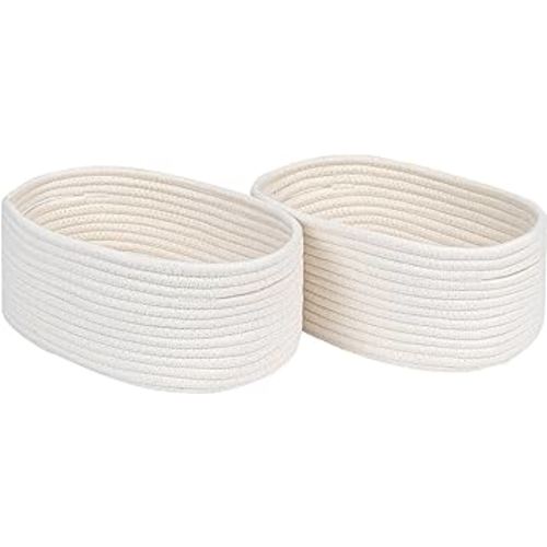 CubesLand Cube Shelf Closet Storage Baskets Bins,Woven Basket for Organizing/Storage,Long-lasting &Skin-friendly Toy Storage Basket Bin,Stylish Room Decor Basket,Off White Cotton Rope Basket 2 Packs