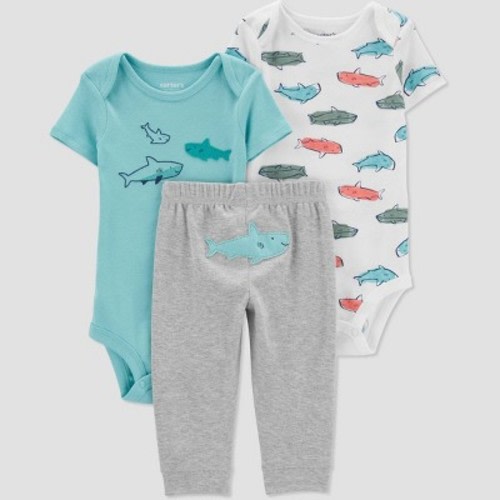 Baby Boys 2pc Whale Top and Bottom Set Just One You made by Carters Blue 3M  NEW