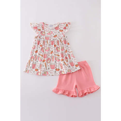 Pink baseball print girl set
