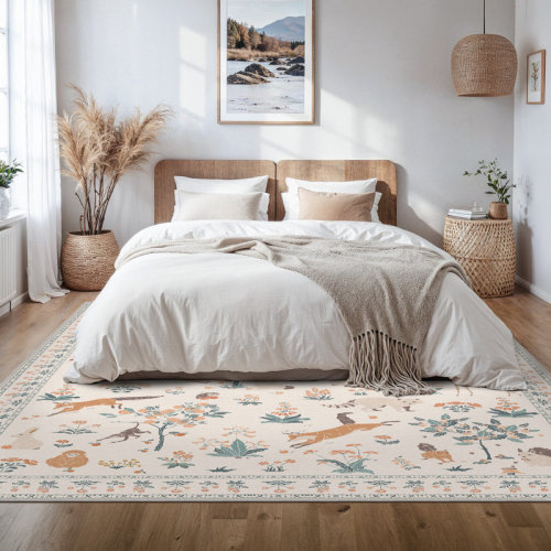 Dakota Fields Animal & Floral Machine Washable Area Rugs with Non-Slip Backing | Wayfair