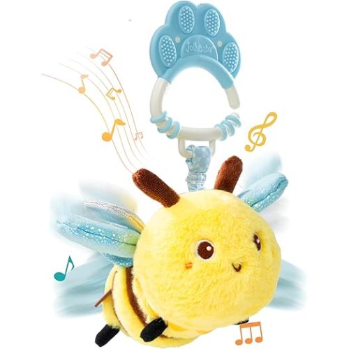 Jollybaby Musical Flying Bee Toy - Car Seat, Stroller, Crib & Play Gym Hanging Toys for Baby 0-6-12-24 Months, Tummy Time Sensory Music Toy for Infant Boys and Girls Gifts