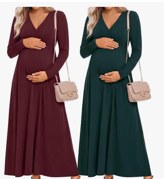 Neer 2 Pack Maternity Long Sleeve Maxi Dress