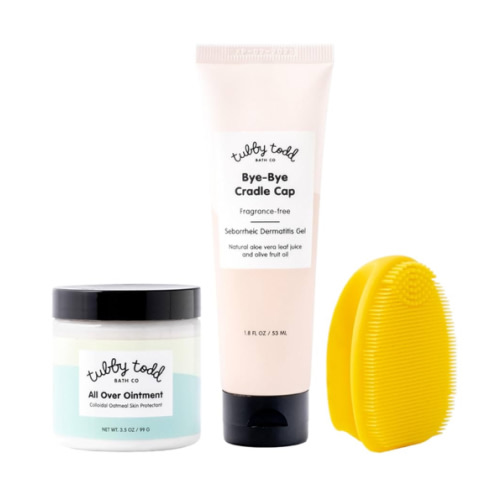 TUBBY TODD Cradle Cap Baby Hair Treatment Kit - Includes Bye-Bye Cradle Cap Gel, Cradle Cap Silicone Brush, & 3.5oz All Over Ointment - Gentle for Babies’ Sensitive Skin