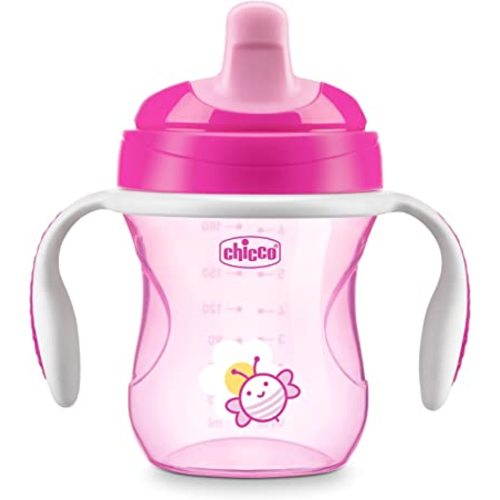 Chicco 7oz. Semi-Soft Trainer with Bite-Resistant Spout and Spill-Free Lid | Removable, Non-Slip Handles | Top-Rack Dishwasher Safe | Easy to Hold Ergonomic Indents | 6+ months