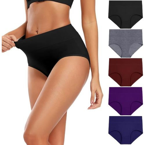 Molasus Women's Cotton Underwear High Waisted Full Coverage Ladies Panties (Regular & Plus Size)