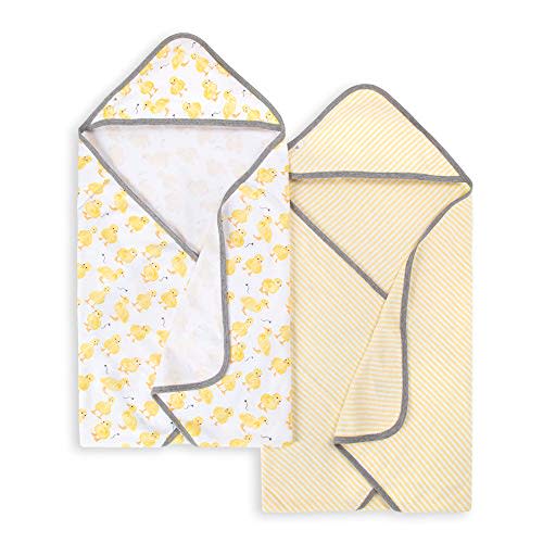 Burt's Bees Baby - Hooded Towels, Absorbent Knit Terry, Super Soft Single Ply, 100% Organic Cotton (Little Ducks, 2-Pack)
