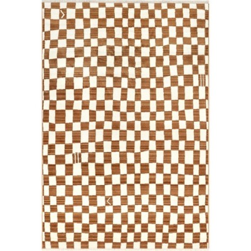 Nuloom Dominique Geometric 5x8 Indoor Area Rug for Living Room Bedroom Dining Room Kitchen, Orange/Ivory
