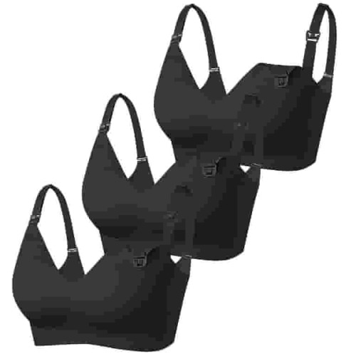 Womens Maternity Nursing Bra for Breastfeeding Comfort Seamless Wireless Sleep Bra Pack of 3