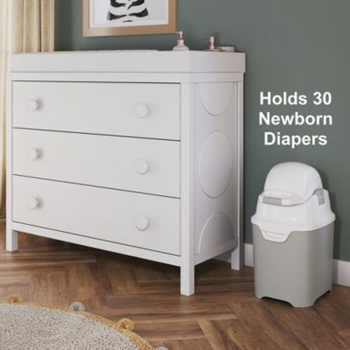 Foundations Mini Diaper Pail with Airtight Lid - Durable & Odorless Diaper Disposal, Holds up to 30 Newborn Diapers, Refill with Any Bags - Pink