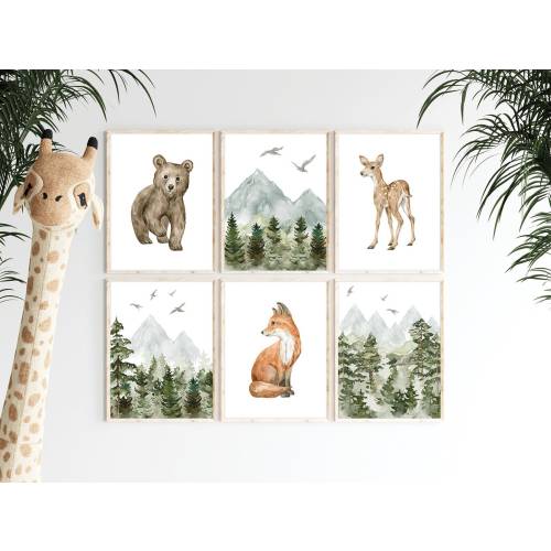 Woodland Animal Nursery Wall Art, Mountain Nursery Art, Adventure Nursery, Forest Animals, Woodland Nursery Decor, Woodland Animal Prints