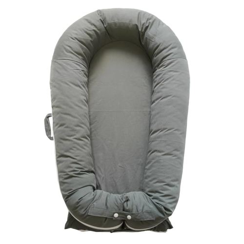 Deluxe Infant Lounger, Baby Nest Cover for Baby Girls & Boys, Newborn Essentials for Baby 0-12 Months, 100% Cotton, Portable Travel Bed (Gray)
