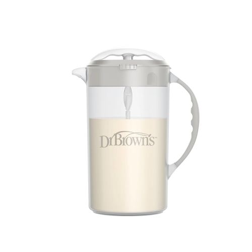 Dr. Brown's Baby Formula Mixing Pitcher with Adjustable Stopper, Locking Lid & No Drip Spout, Gray, BPA-Free, 36 oz