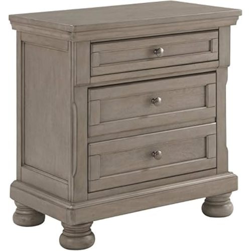 Signature Design by Ashley Lettner Modern Traditional 2 Drawer Nightstand, 30.13" Tall, Light Gray