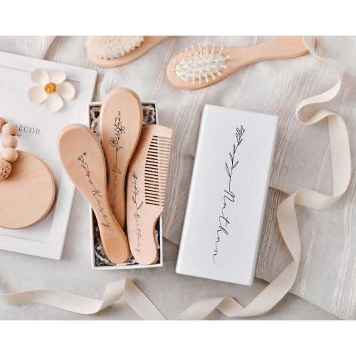 Custom Wood Comb Grooming Set | Personalized Girls Brush and Comb Set | Engraved Gifts | Custom Gifts Moms Will Love