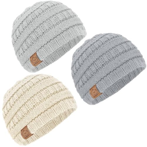 KeaBabies 3-Pack Baby Beanies for Boys, Girls - Soft, Cute Baby Winter Hats 0-6 Months, Stretchy Knit, Warm Toddler Winter Hat, Newborn, Infant, Toddler Beanie for Babies Girl, Boy (Sweet Pea, S)