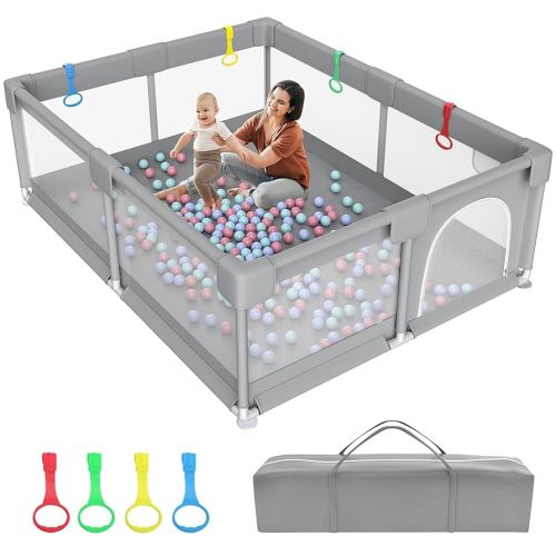 79"×71" Extra Large Baby Playpen, Big Playpen for Babies and Toddlers, Gap-Free, Climb-Proof Play Yard, Spacious Baby Play Pen with Zippered Door and Storage Bag