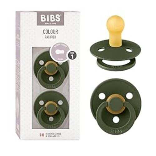 BIBS Pacifiers Colour Collection | Natural Rubber Baby Pacifier | Set of 2 BPA-Free Soothers | Made in Denmark | 0+ Months (Pack of 2) | Hunter Green