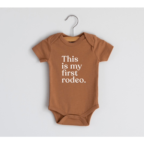 Gladfolk This Is My First Rodeo Organic Baby Bodysuit - Camel