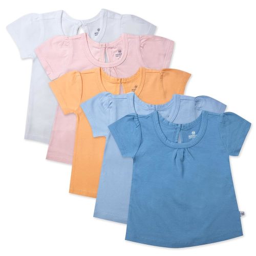 HonestBaby Multipack Puff Sleeve T-shirts 100% Organic Cotton Baby, Toddler, Little Kid, Girl