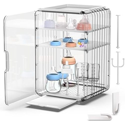 Palksky Baby Bottle Organizer for Storage,Baby Bottle Drying Rack forcountertop Organizer,Clear Space-Saving