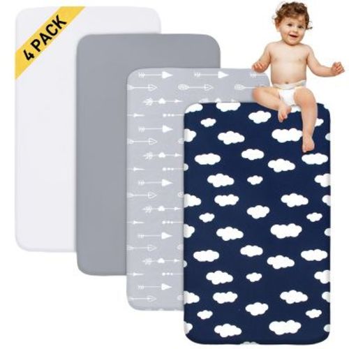 Biloban- 4 Pack Baby Crib Sheets, Crib Sheets Baby, Crib Sheets Baby Boy, Ultra Soft Microfiber 52'' x 28''